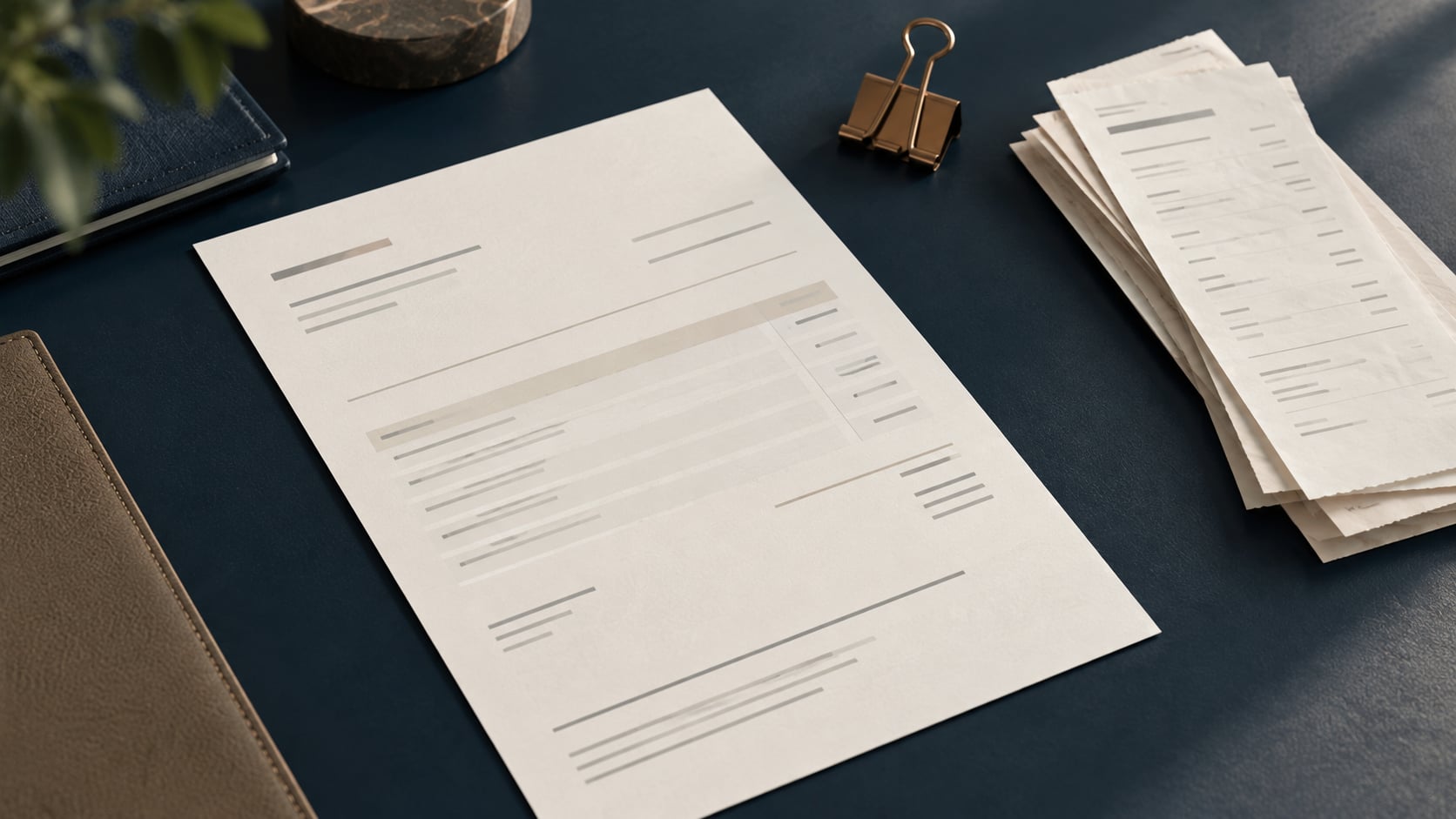 فاتورة تجارية ومستندات مرتبة على طاولة